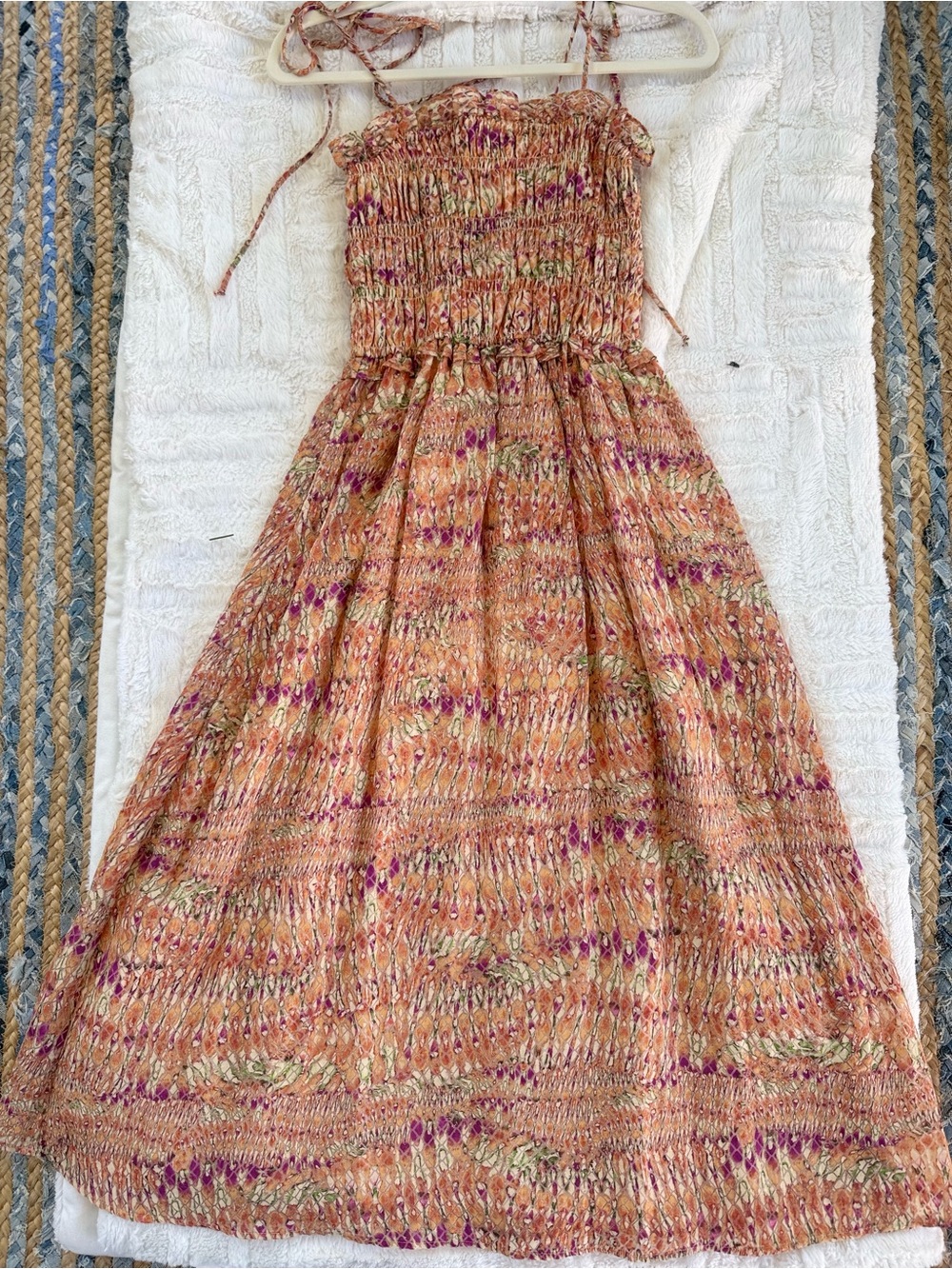 Gilner Farrar Smocked Tie Strap Maxi Dress | Size Small | EUC